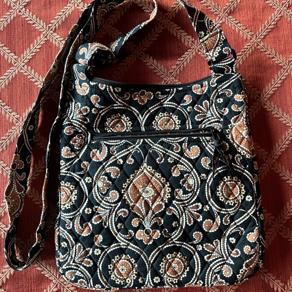 Vera Bradley Black and Brown Quilted Shoulder Bag